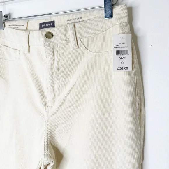 NWT Anthropologie DL1961 Rachel Flare Corduroy Pants Cords in Cream Size 29 - Picture 6 of 10